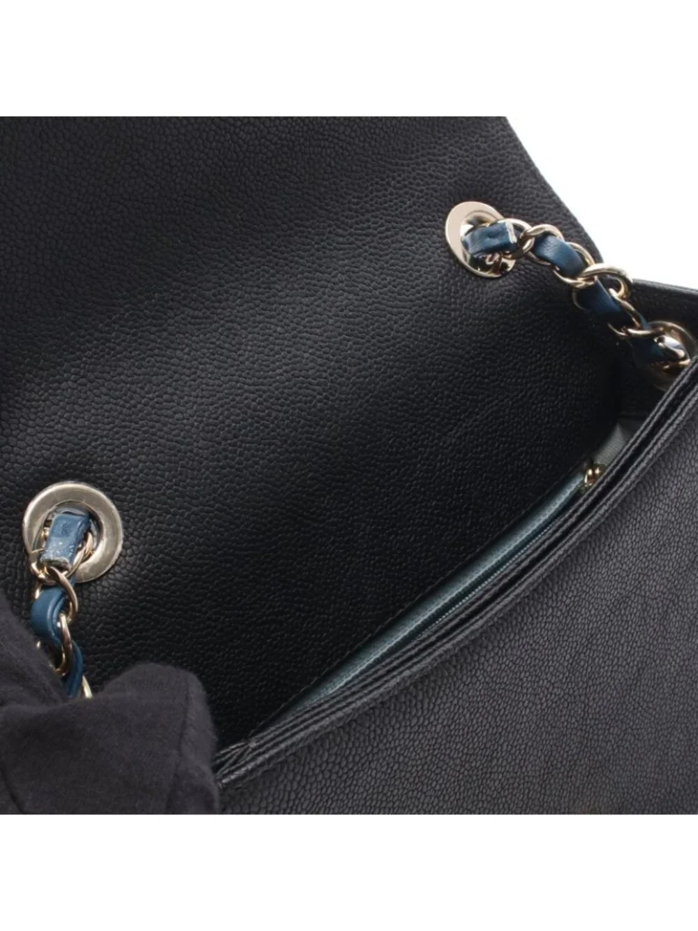 Chanel Shoulder Bag Quilted Half Coco Black Caviar Leather 2-Way Chain
